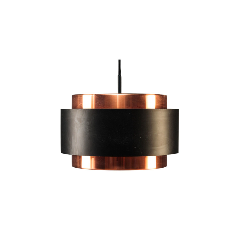 Vintage suspension lampJo Hammerborg's in copper and black lacquered metal