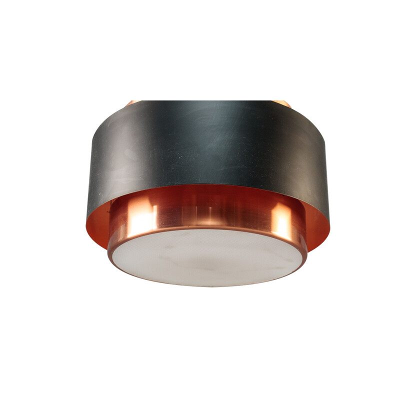 Vintage suspension lampJo Hammerborg's in copper and black lacquered metal