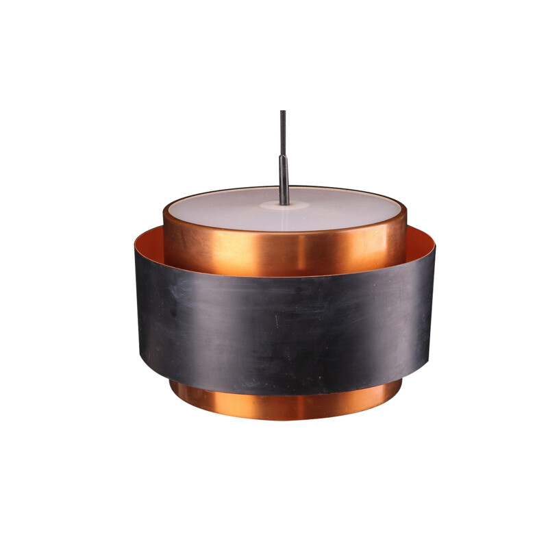 Vintage suspension lampJo Hammerborg's in copper and black lacquered metal