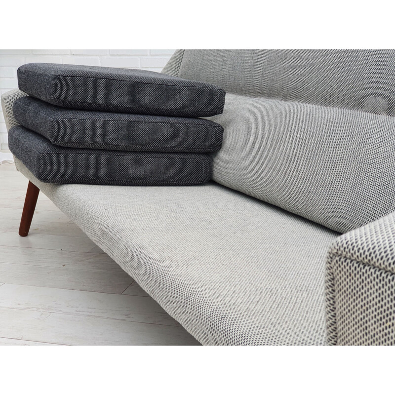 Vintage sofa wool, teak wood Danish  1970s