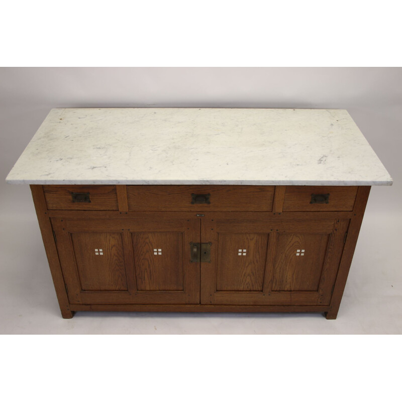 Vintage chest of drawers Under the Sint Maarten Art Deco with white marble top 1900