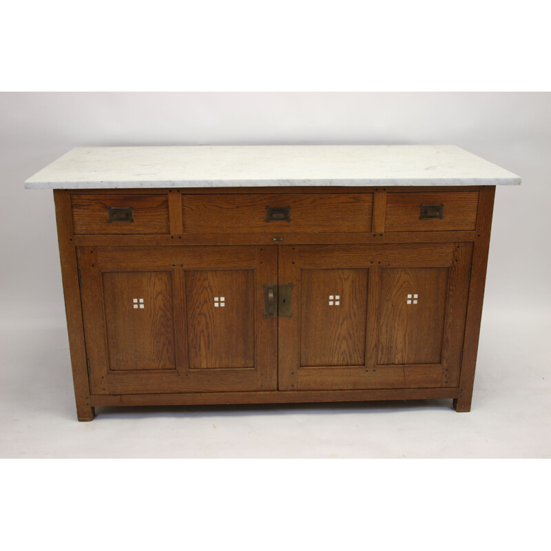 Vintage chest of drawers Under the Sint Maarten Art Deco with white marble top 1900