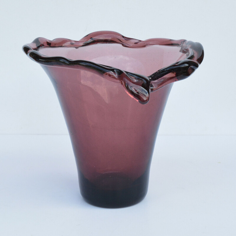 Vintage Vase Handgeformtes Glas, Italien 1970