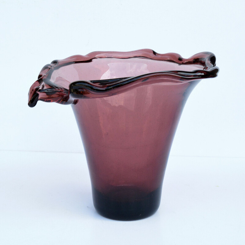 Vase vintage Verre formée à la main, Italie 1970