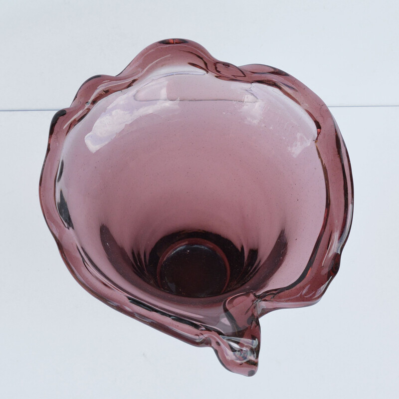 Vaso in vetro vintage fatto a mano, Italia 1970