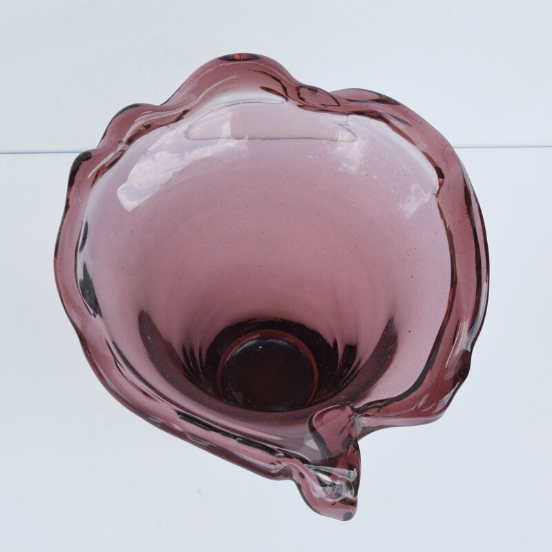 Vintage hand formed glass vase, Italy 1970