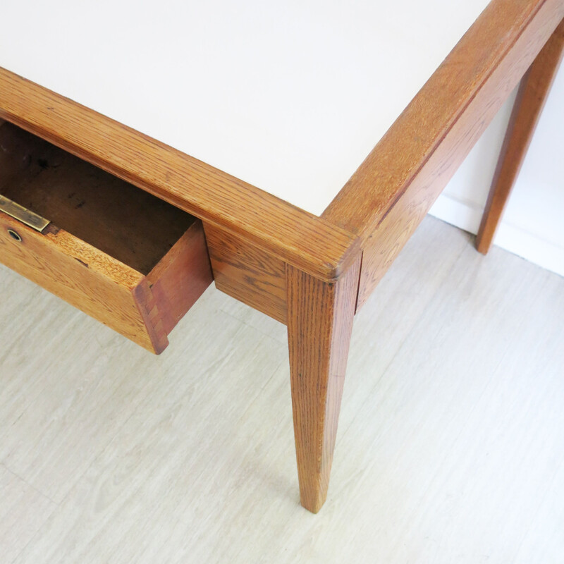 Vintage War Department Oak Desk, English 1950s