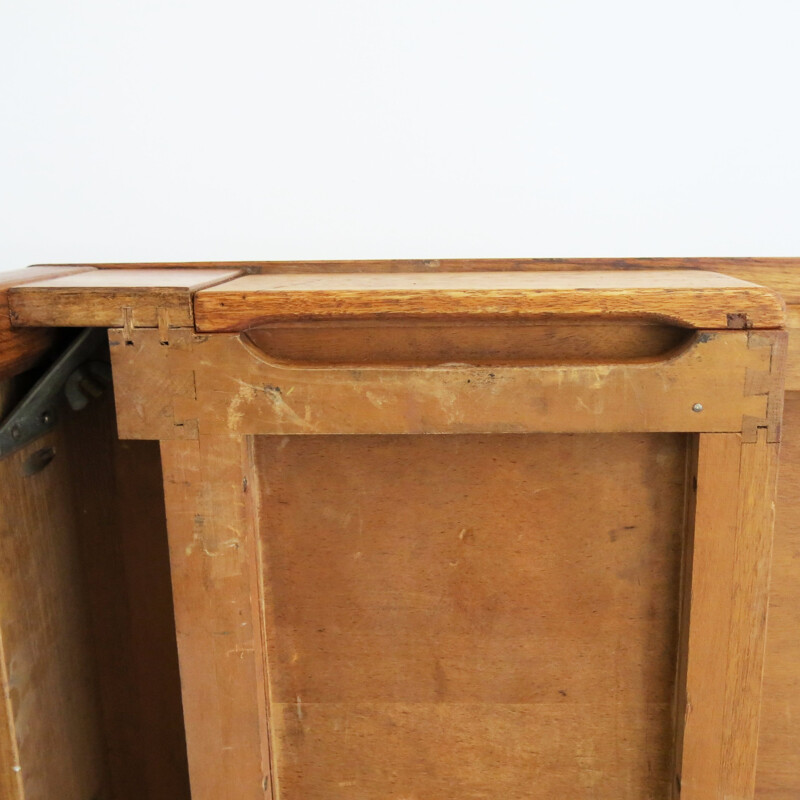 Vintage War Department Oak Desk, English 1950s