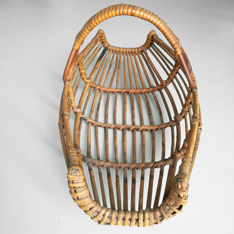 Vintage Rattan magazine rack - Italy 1960s