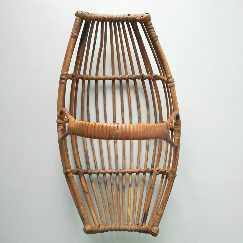 Vintage Rattan magazine rack - Italy 1960s