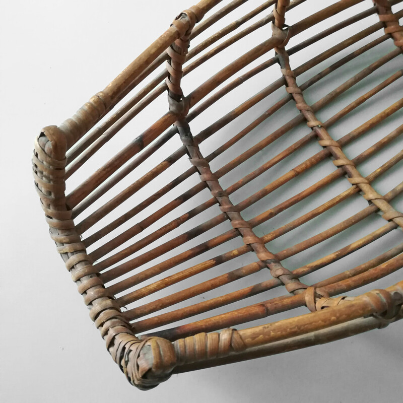 Vintage Rattan magazine rack - Italy 1960s