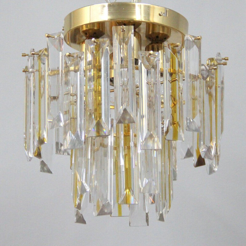 Lámpara colgante vintage de cristal de Murano, Italia 1970