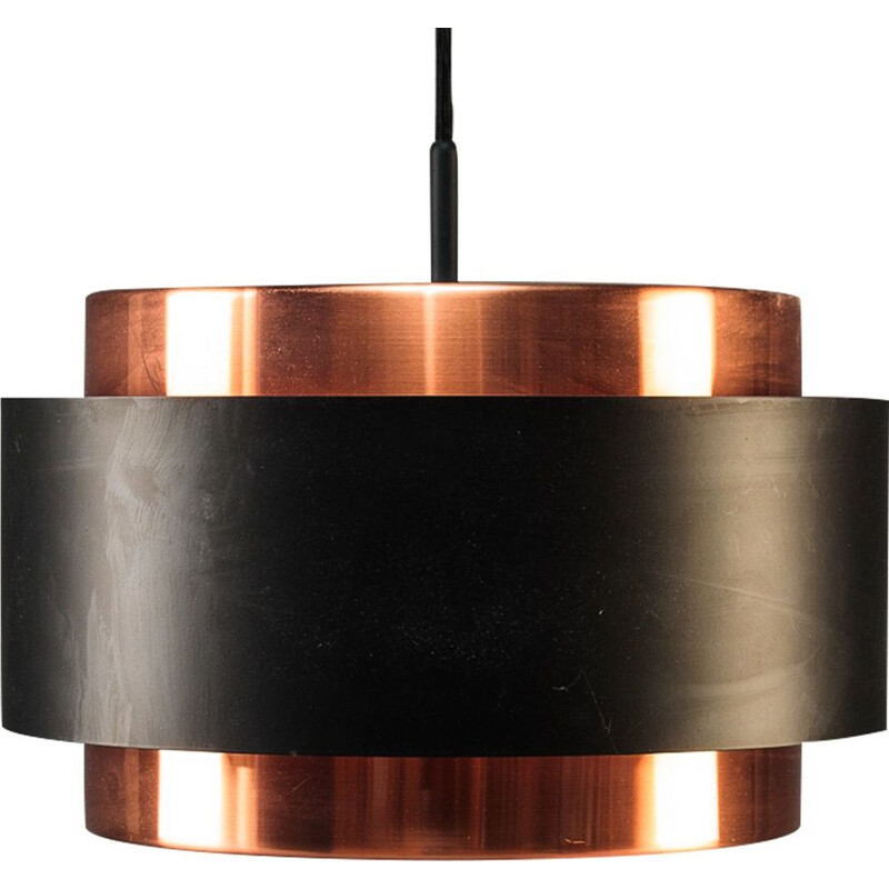 Vintage suspension lampJo Hammerborg's in copper and black lacquered metal