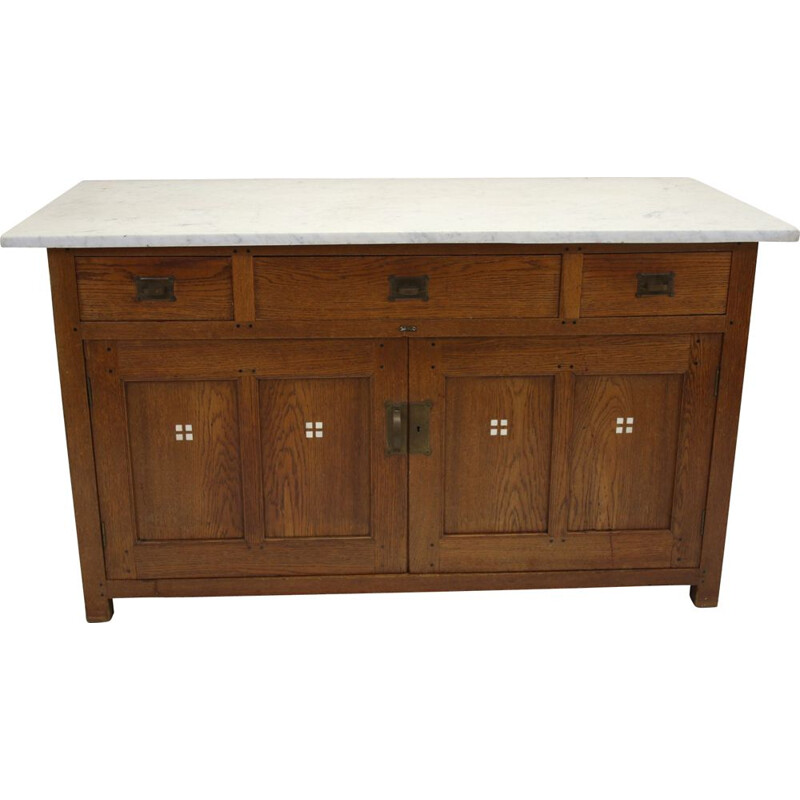 Commode intage Under the Sint Maarten Art Deco avec dessus en marbre blanc 1900