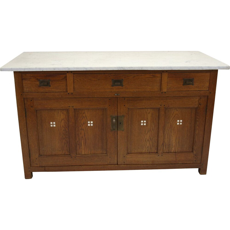 Vintage chest of drawers Under the Sint Maarten Art Deco with white marble top 1900