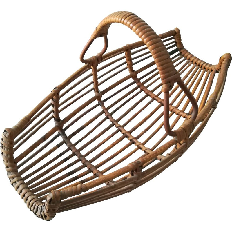 Vintage Rattan magazine rack - Italy 1960s