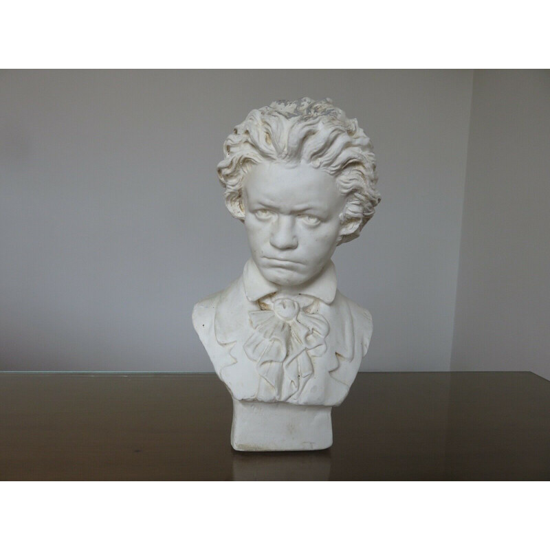 Vintage plaster bust "'Beethoven" signed 