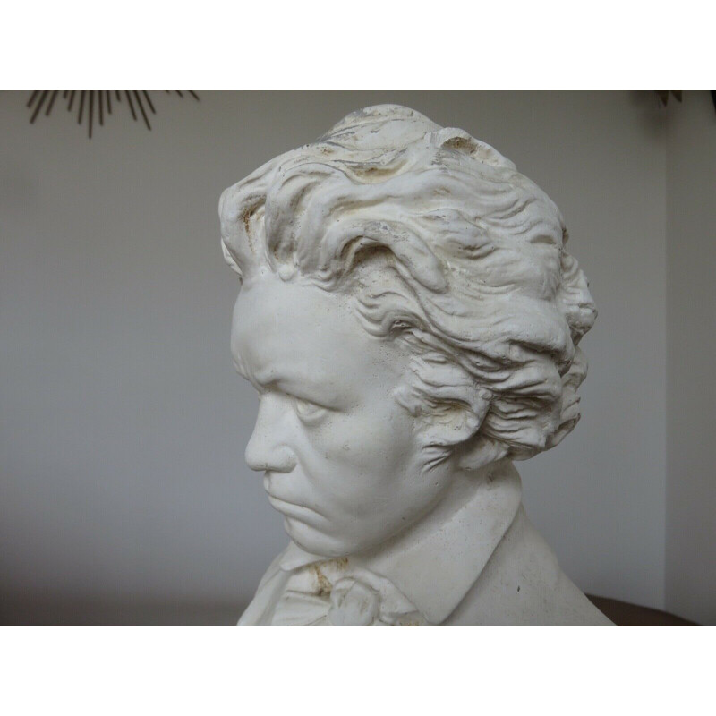Buste vintage en plâtre "'Beethoven " signé 