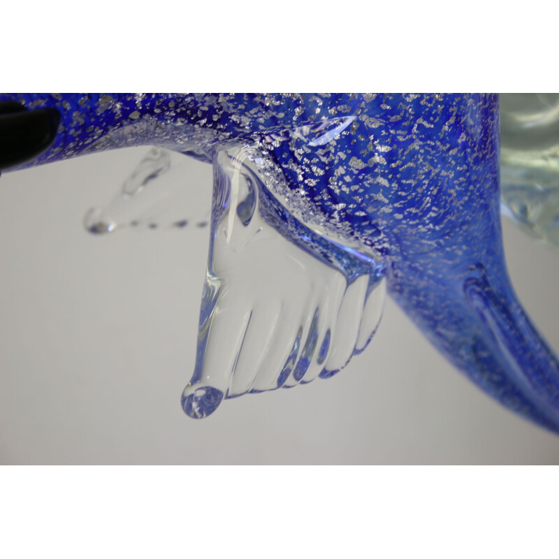 Vintage Murano Glass Silver Blue parrot