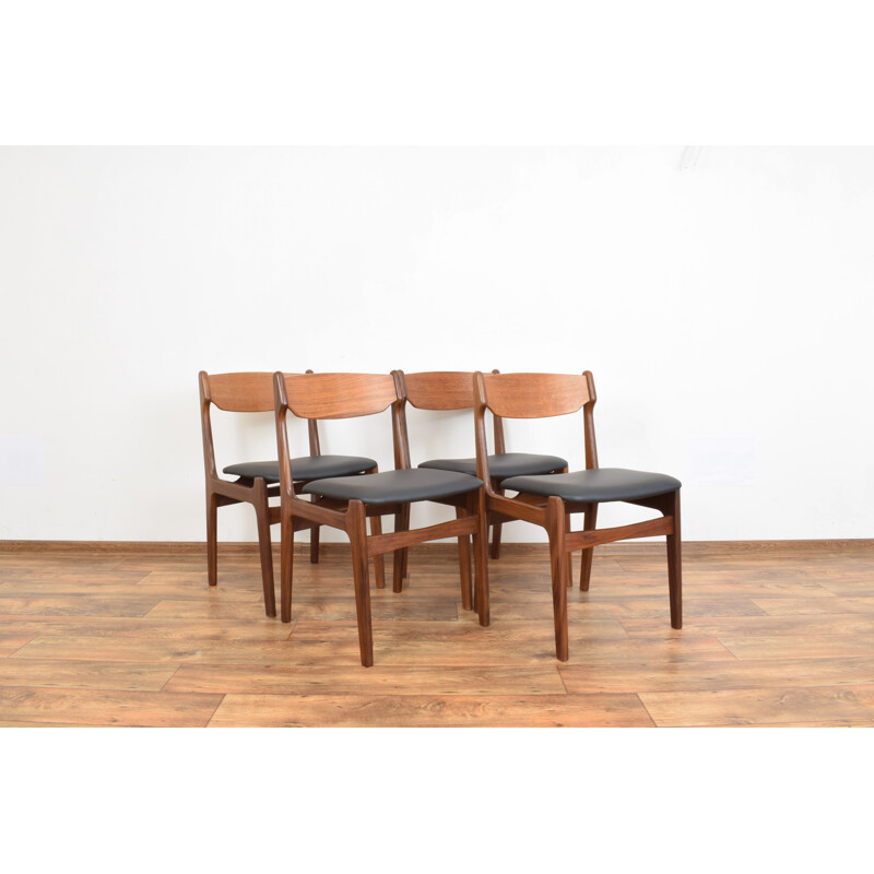 Set of 4 Mid-Century Danish Teak Dining Chairs by Erik Buch, 1960s