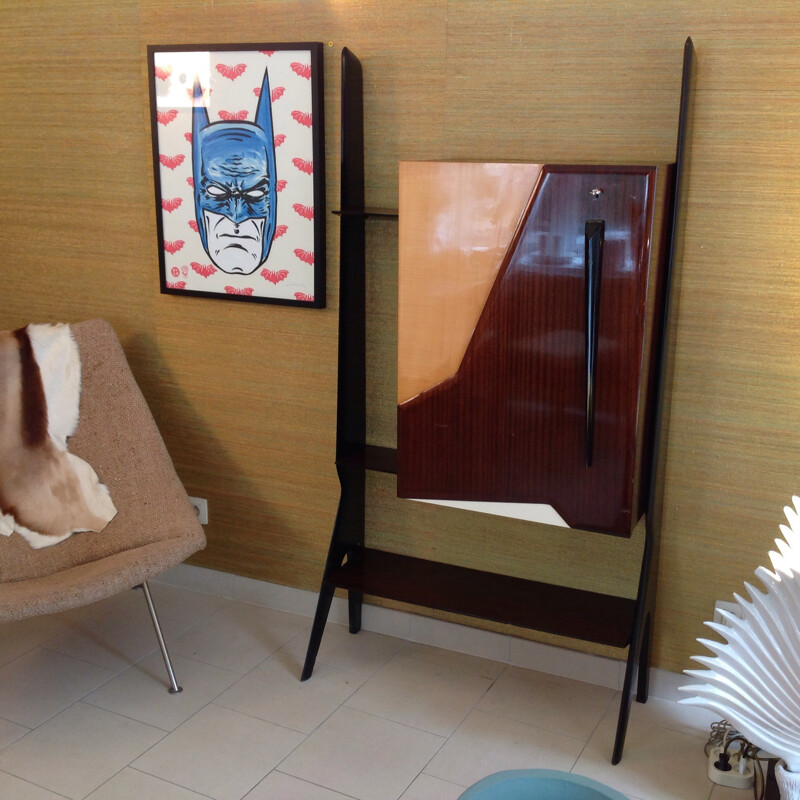 Italian bar and cabinet in lacquered wood, rosewood and formica - 1940s