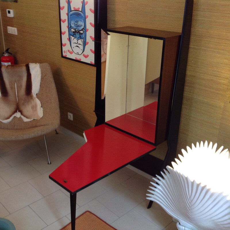 Italian bar and cabinet in lacquered wood, rosewood and formica - 1940s