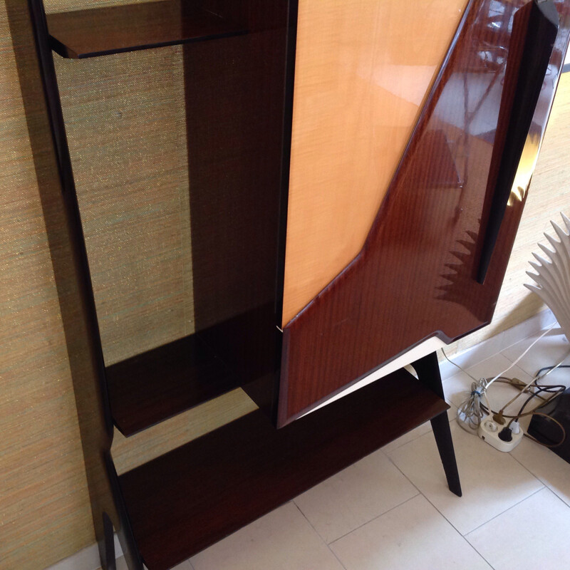 Italian bar and cabinet in lacquered wood, rosewood and formica - 1940s