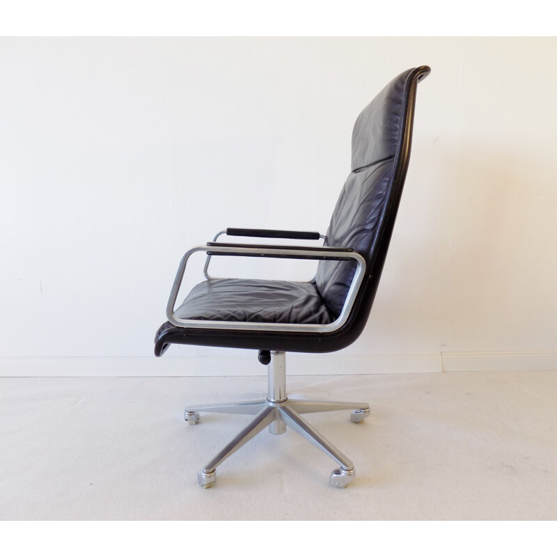 Chaise de bureau vintage  Delta 2000 Cuir à haut dossier de Delta Design Wilkhahn