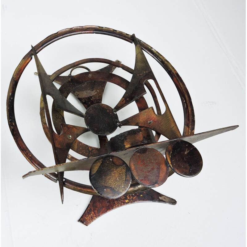 Pair of vintage Brutalist Abstract Iron Candleholder Sconce by Henrik Horst, 1960s