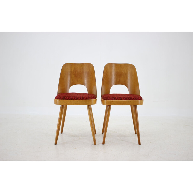 Pair of Vintage ThonThonet Oak Dining Chairs 1960s