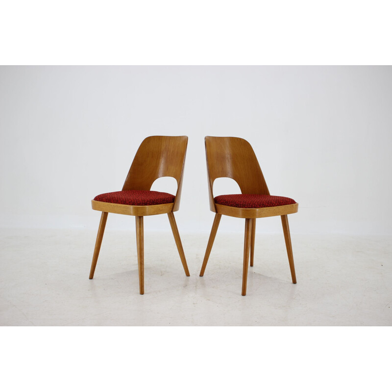 Pair of Vintage ThonThonet Oak Dining Chairs 1960s