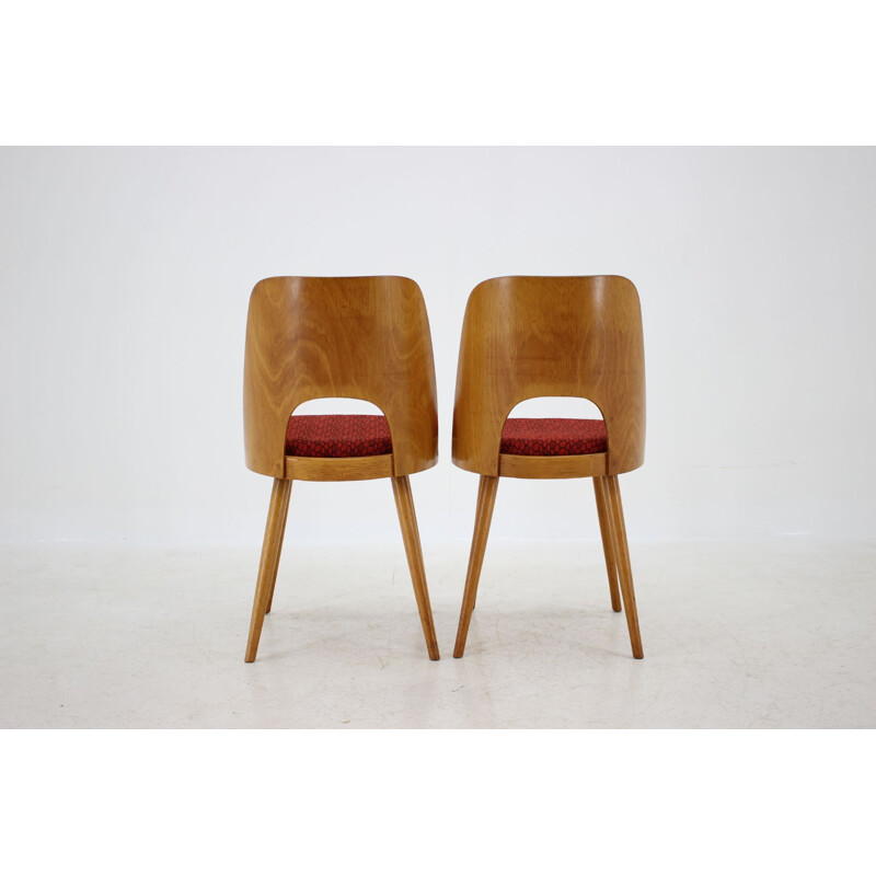 Pair of Vintage ThonThonet Oak Dining Chairs 1960s