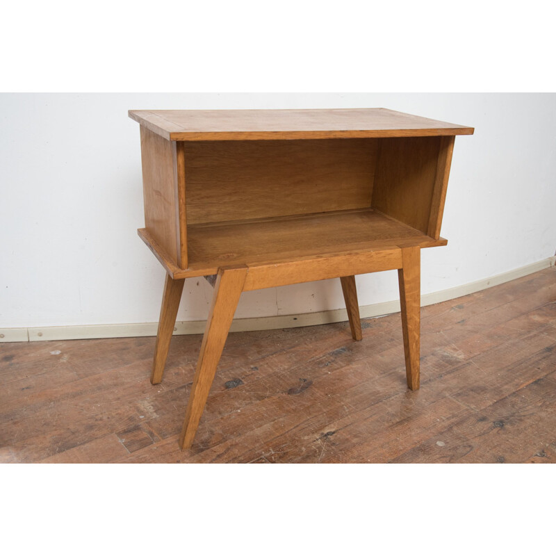 Vintage bedside table with compass feet 1960