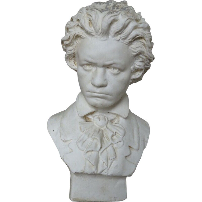 Buste vintage en plâtre "'Beethoven " signé 