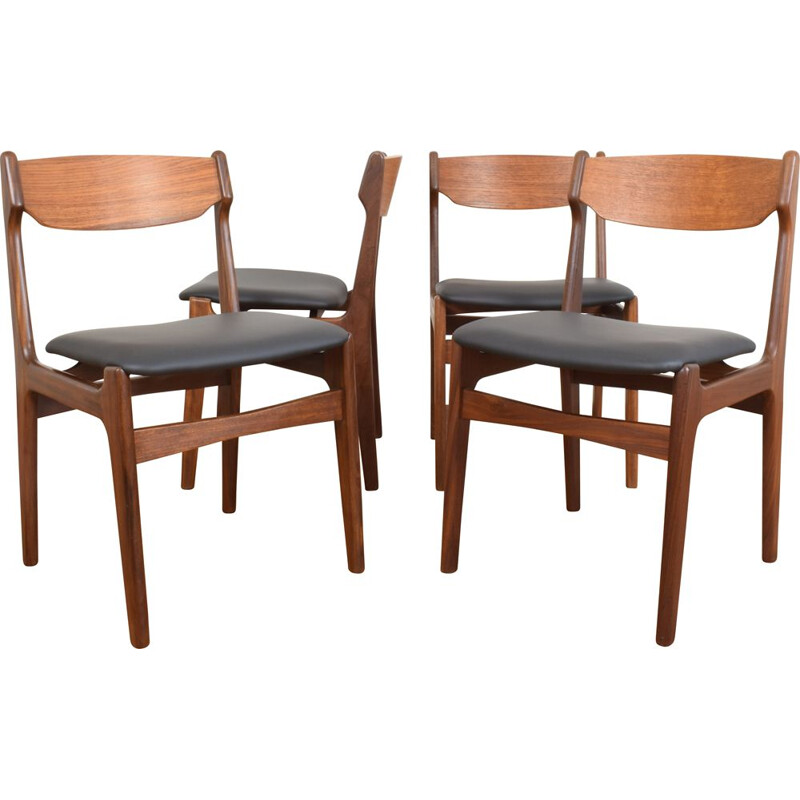 Set of 4 Mid-Century Danish Teak Dining Chairs by Erik Buch, 1960s