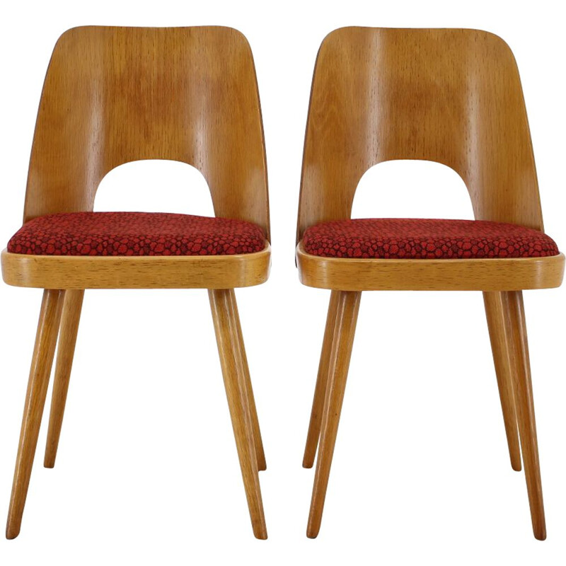 Pair of Vintage ThonThonet Oak Dining Chairs 1960s