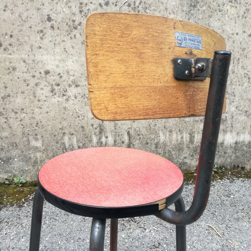 Paire de chaises d'école vintage colorées par De Praetere belgique 1950