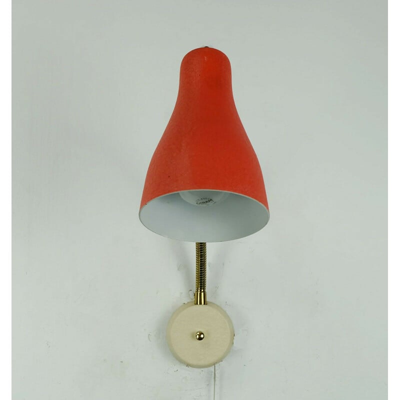 Vintage wall lamp with flexible arm metal shade 1950s