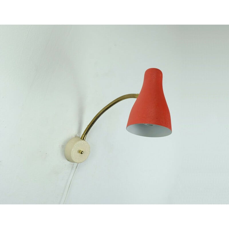 Vintage wall lamp with flexible arm metal shade 1950s