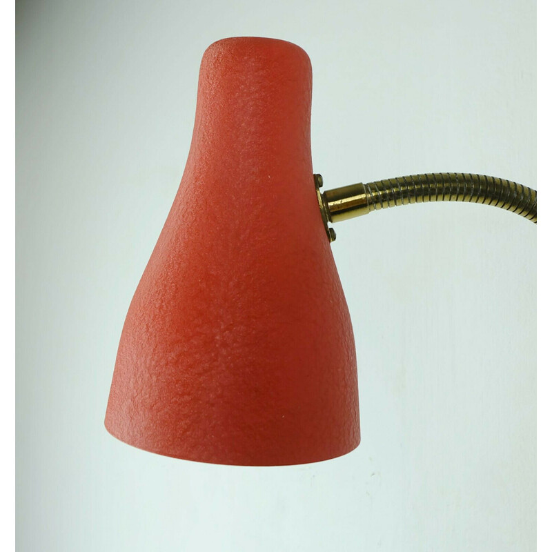 Vintage wall lamp with flexible arm metal shade 1950s