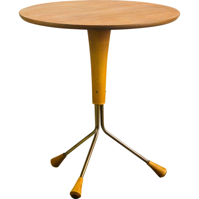 Table d'appoint Alberts Tibro en teck et laiton, Albert LARSSON - 1950