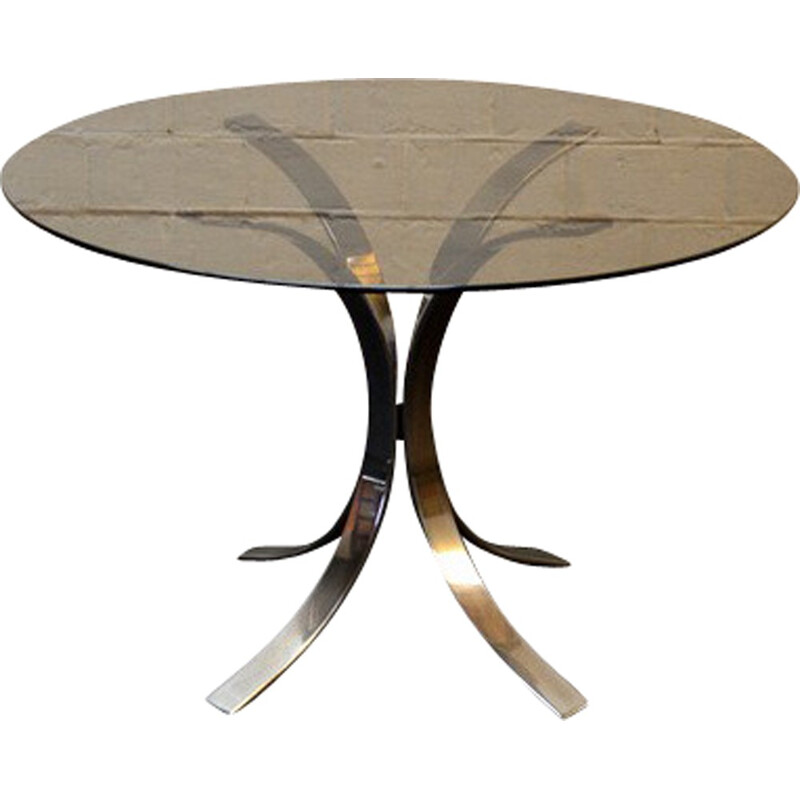 Italian round table in glass, Osvaldo BORSANI - 1970s