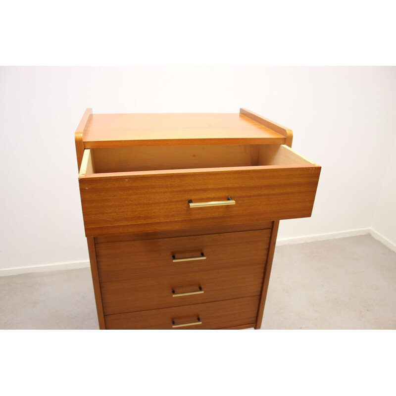 Vintage Chest of drawers with 5 drawers and golden handles