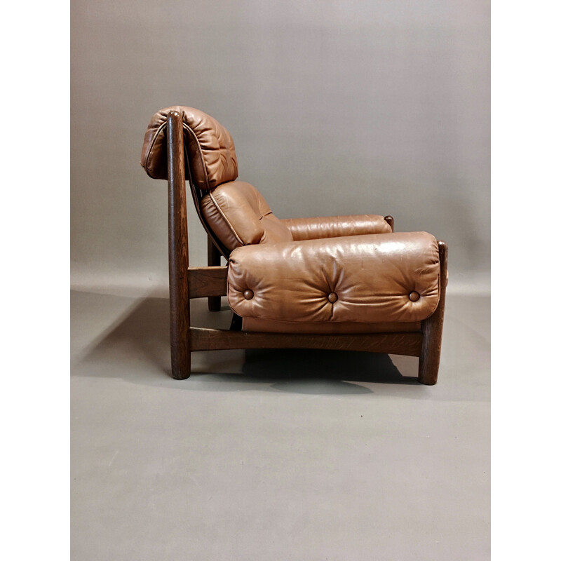 Fauteuil vintage cuir Percival Lafer 1950