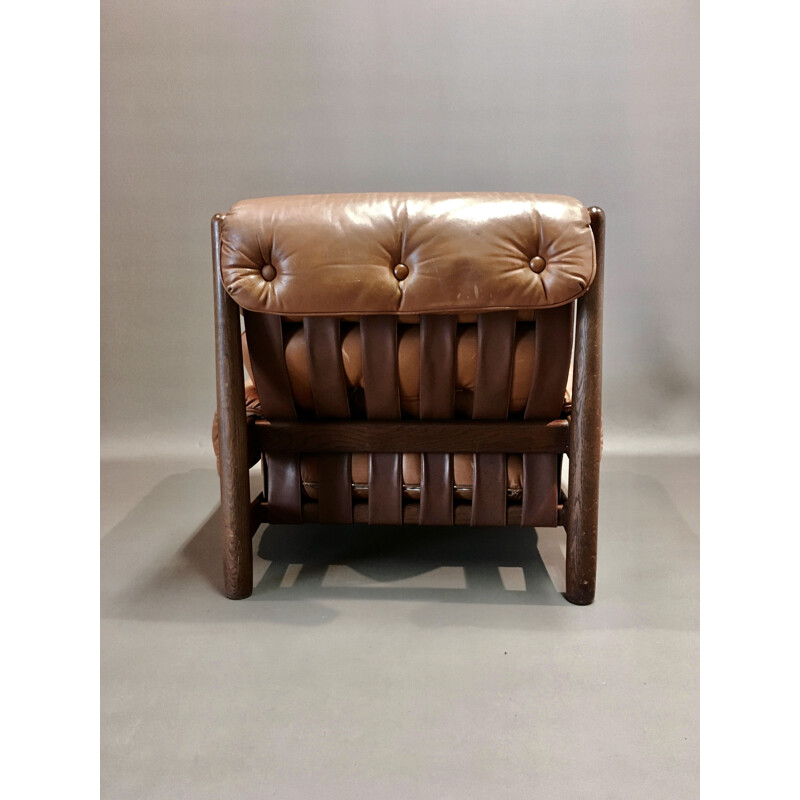 Vintage leather armchair Percival Lafer 1950