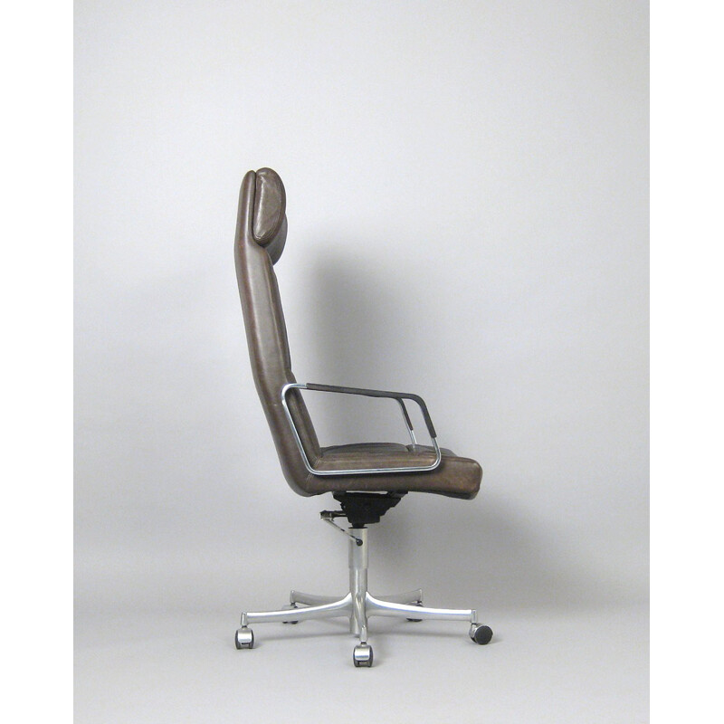 Walter Knoll desk chair in brown leather, Preben FABRICIUS - 1970s