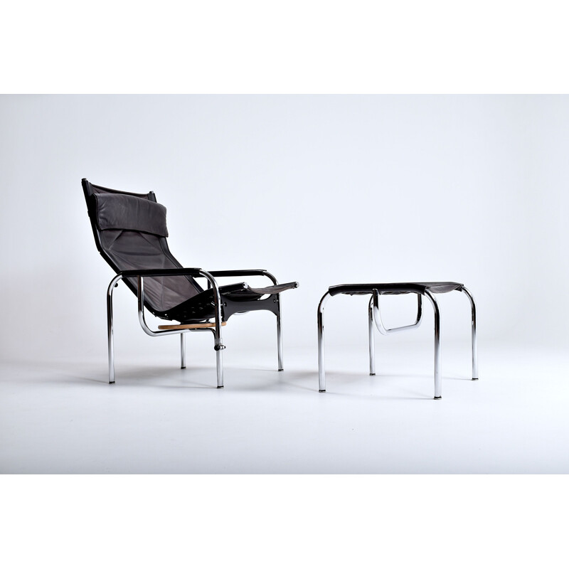 Vintage armchair and ottoman by Hans Heichenberger for Strässle 1960