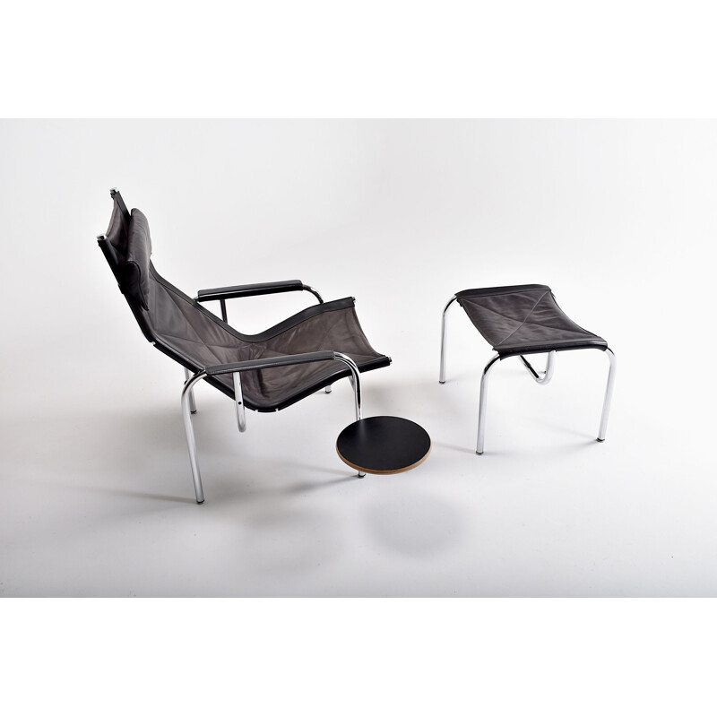 Vintage armchair and ottoman by Hans Heichenberger for Strässle 1960