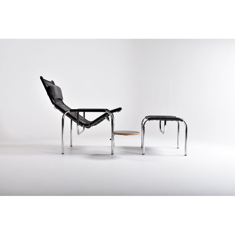 Vintage armchair and ottoman by Hans Heichenberger for Strässle 1960