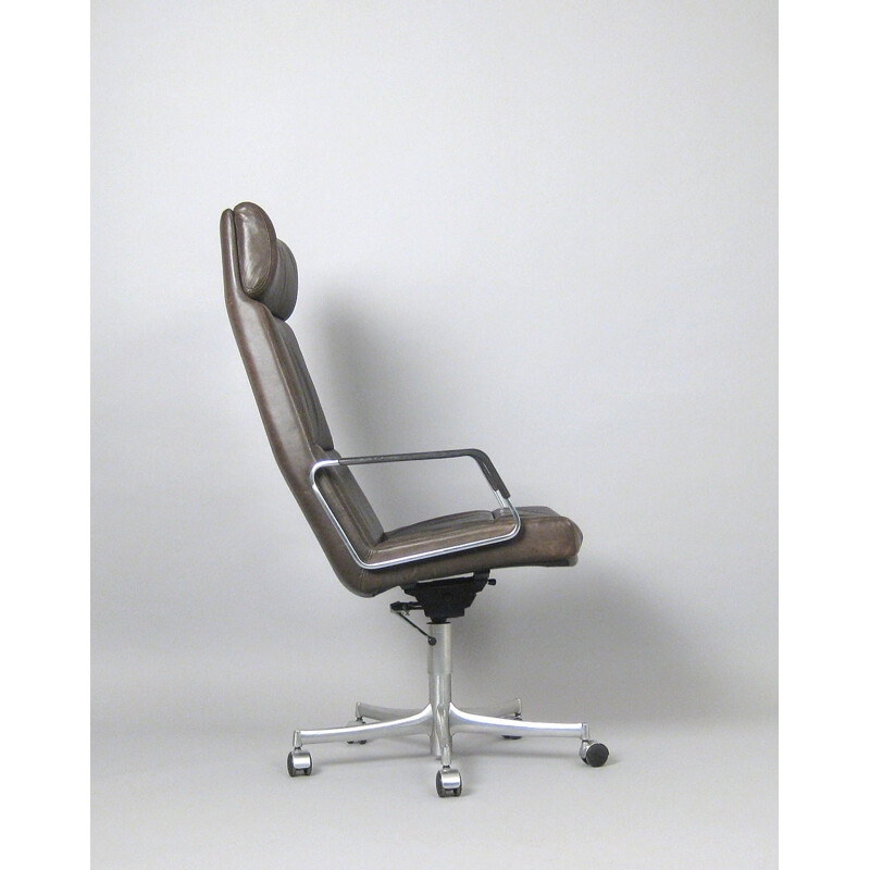Walter Knoll desk chair in brown leather, Preben FABRICIUS - 1970s